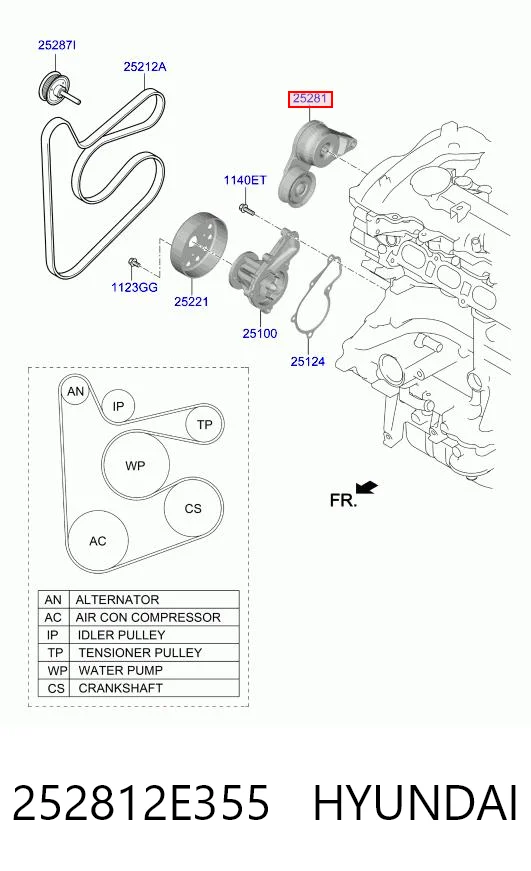 252812E355 Hyundai/Kia Натяжитель клинового ремня