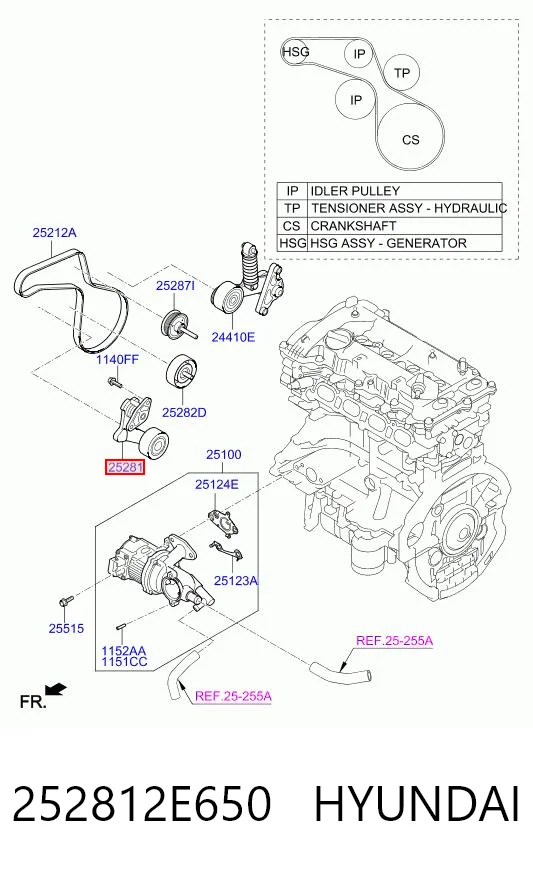 252812E650 Hyundai/Kia Натяжитель клинового ремня
