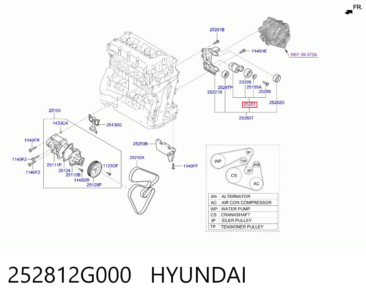 252812G000 Hyundai/Kia Натяжитель клинового ремня