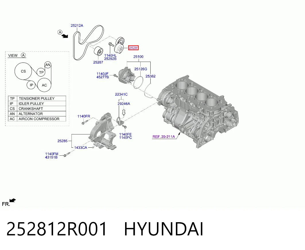 252812R001 Hyundai/Kia Ролик натяжителя ремня агрегатов