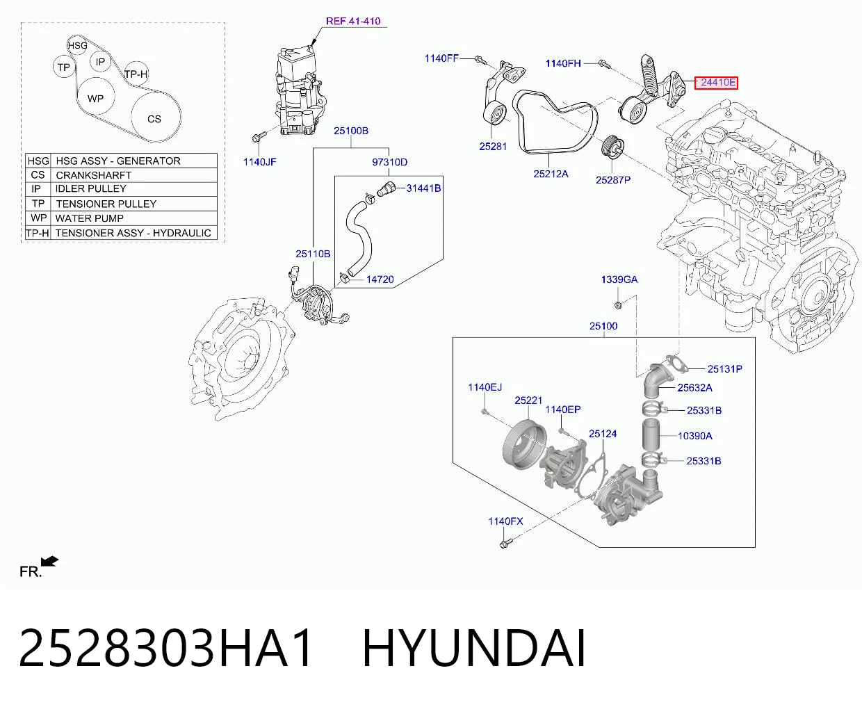2528303HA1 Hyundai/Kia Ролик натяжителя ремня ГРМ