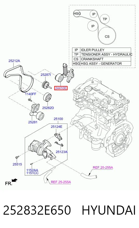 252832E650 Hyundai/Kia Натяжитель клинового ремня