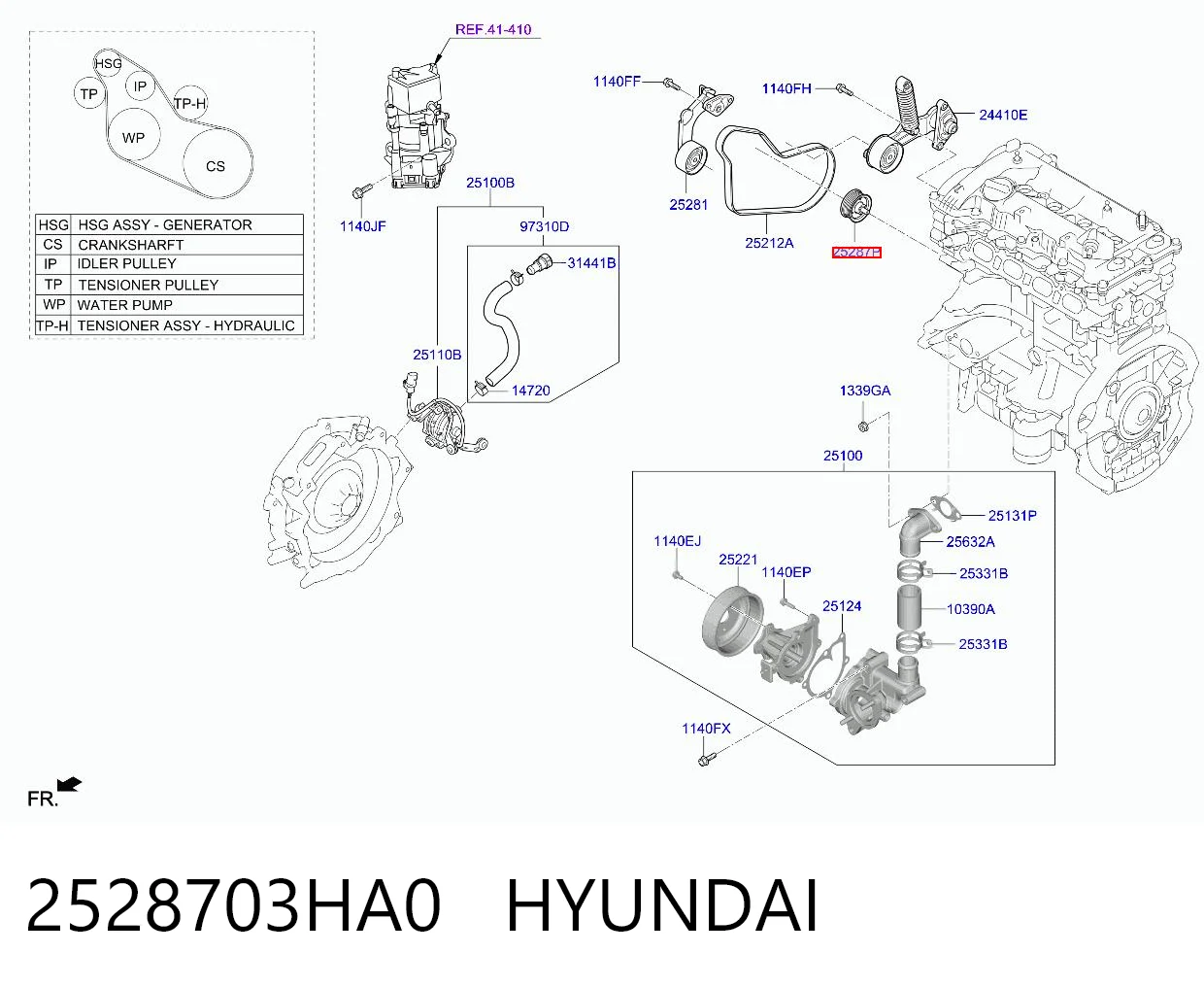 2528703HA0 Hyundai/Kia Паразитный ведущий ролик