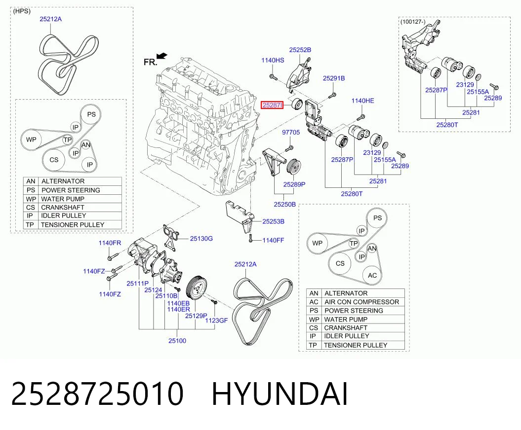 2528725010 Hyundai/Kia Ролик приводного ремня, паразитный