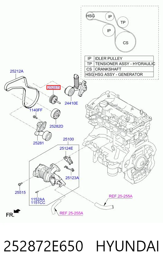 252872E650 Hyundai/Kia Ролик приводного ремня, паразитный