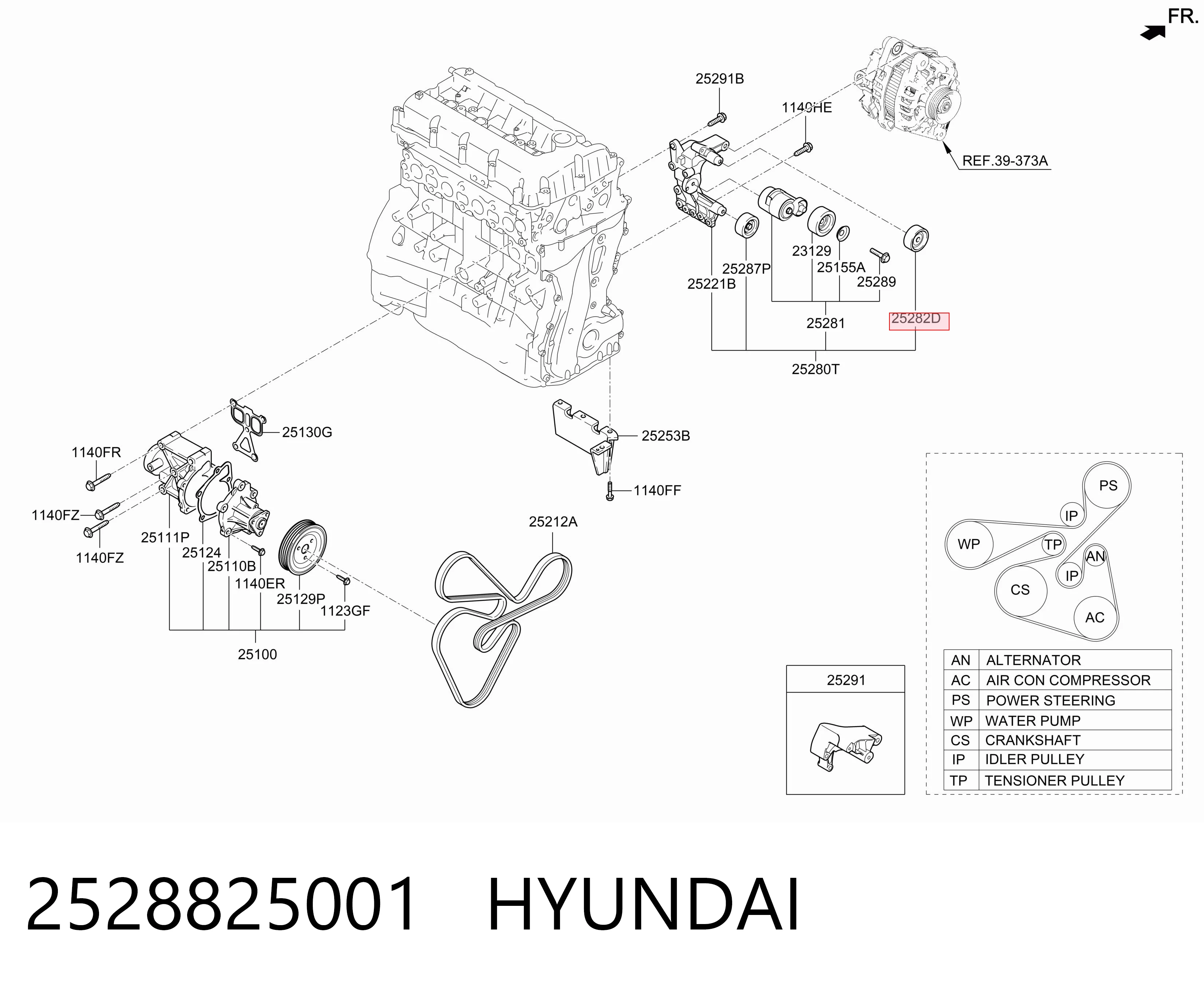 2528825001 Hyundai/Kia Ролик приводного ремня, паразитный