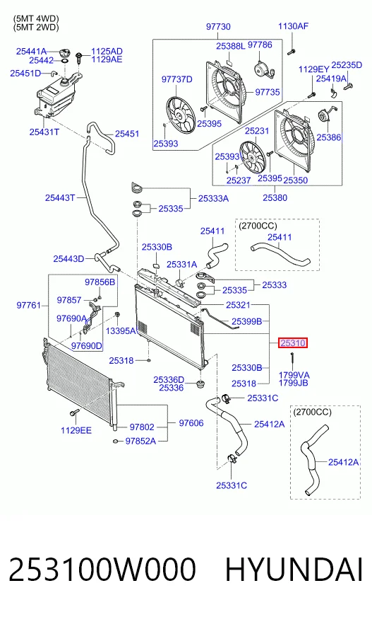 253100W000 Hyundai/Kia Радиатор основной