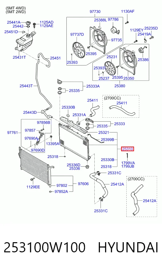 253100W100 Hyundai/Kia Радиатор основной
