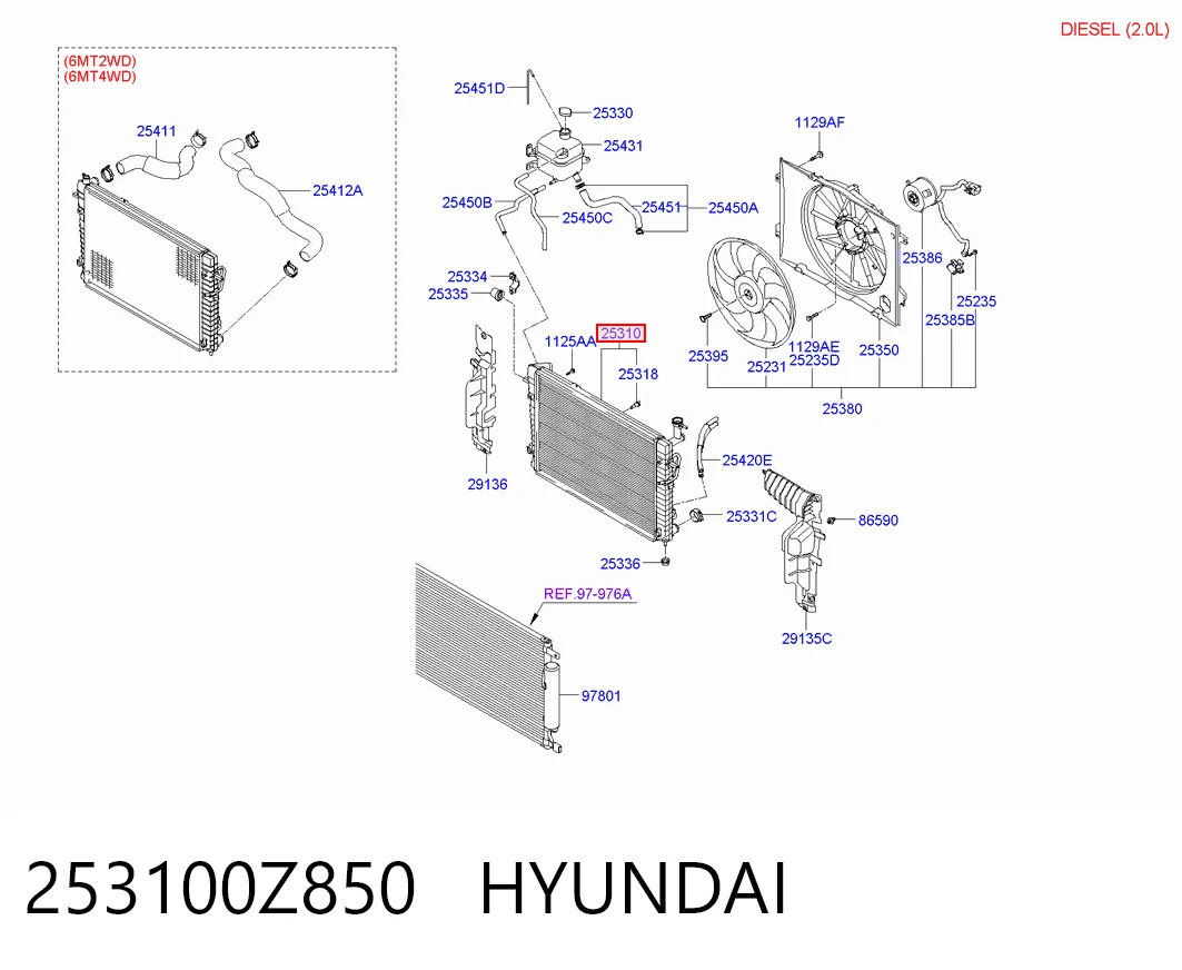 253100Z850 Hyundai/Kia Радиатор основной