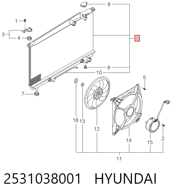 2531038001 Hyundai/Kia Радиатор основной