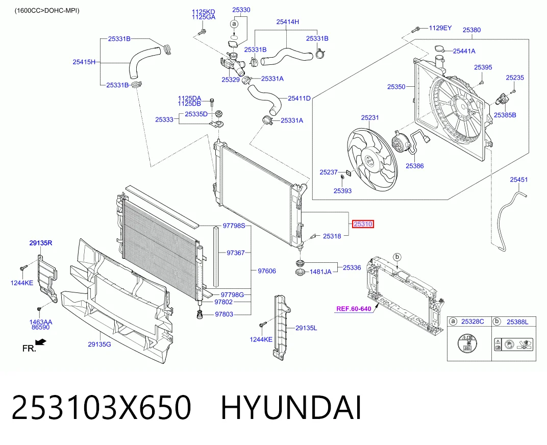253103X650 Hyundai/Kia Радиатор основной