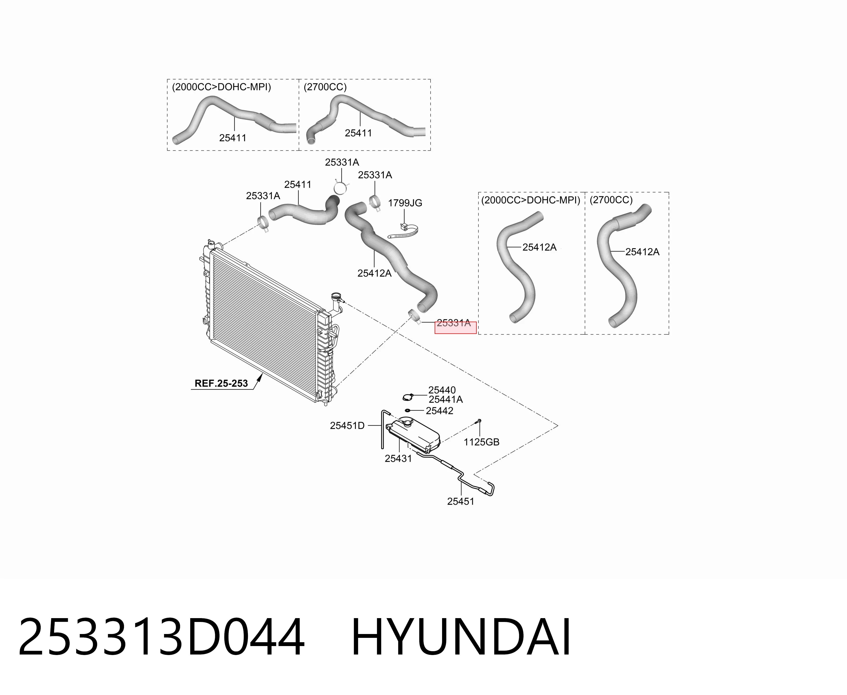 253313D044 Hyundai/Kia Хомут стяжной металлический, универсальный