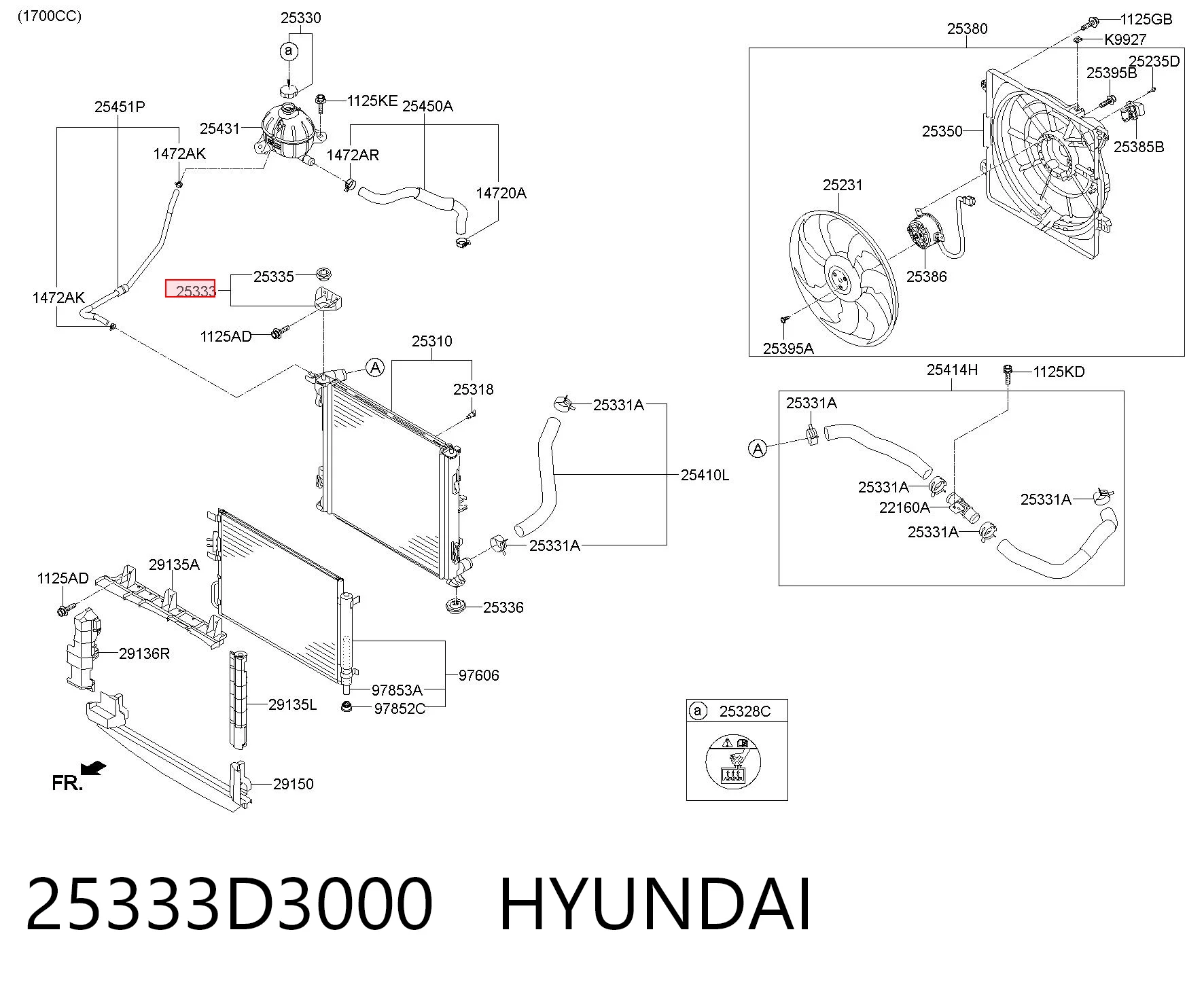25333D3000 Hyundai/Kia Подушка радиатора охлаждения