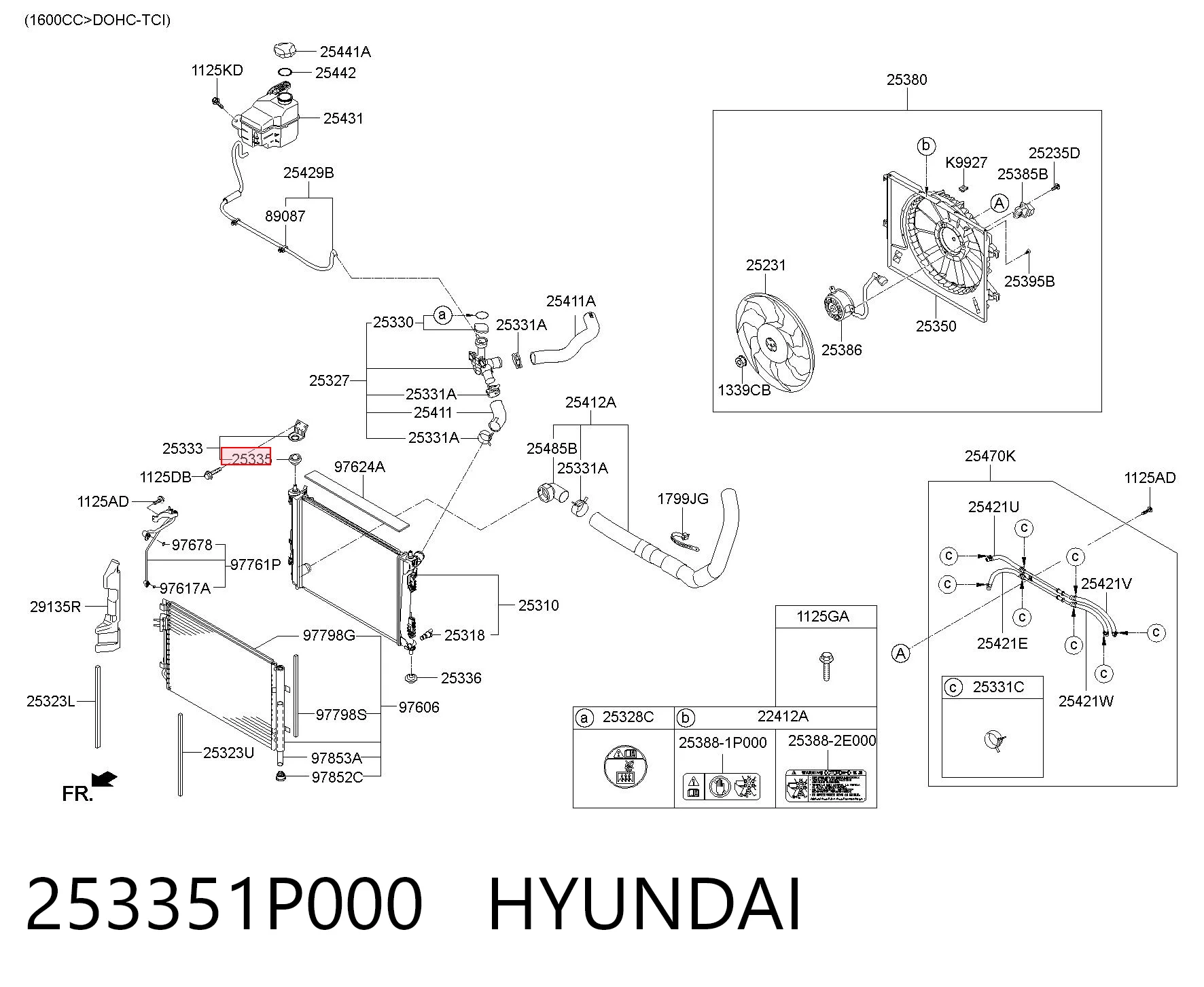 253351P000 Hyundai/Kia Подушка крепления радиатора верхняя