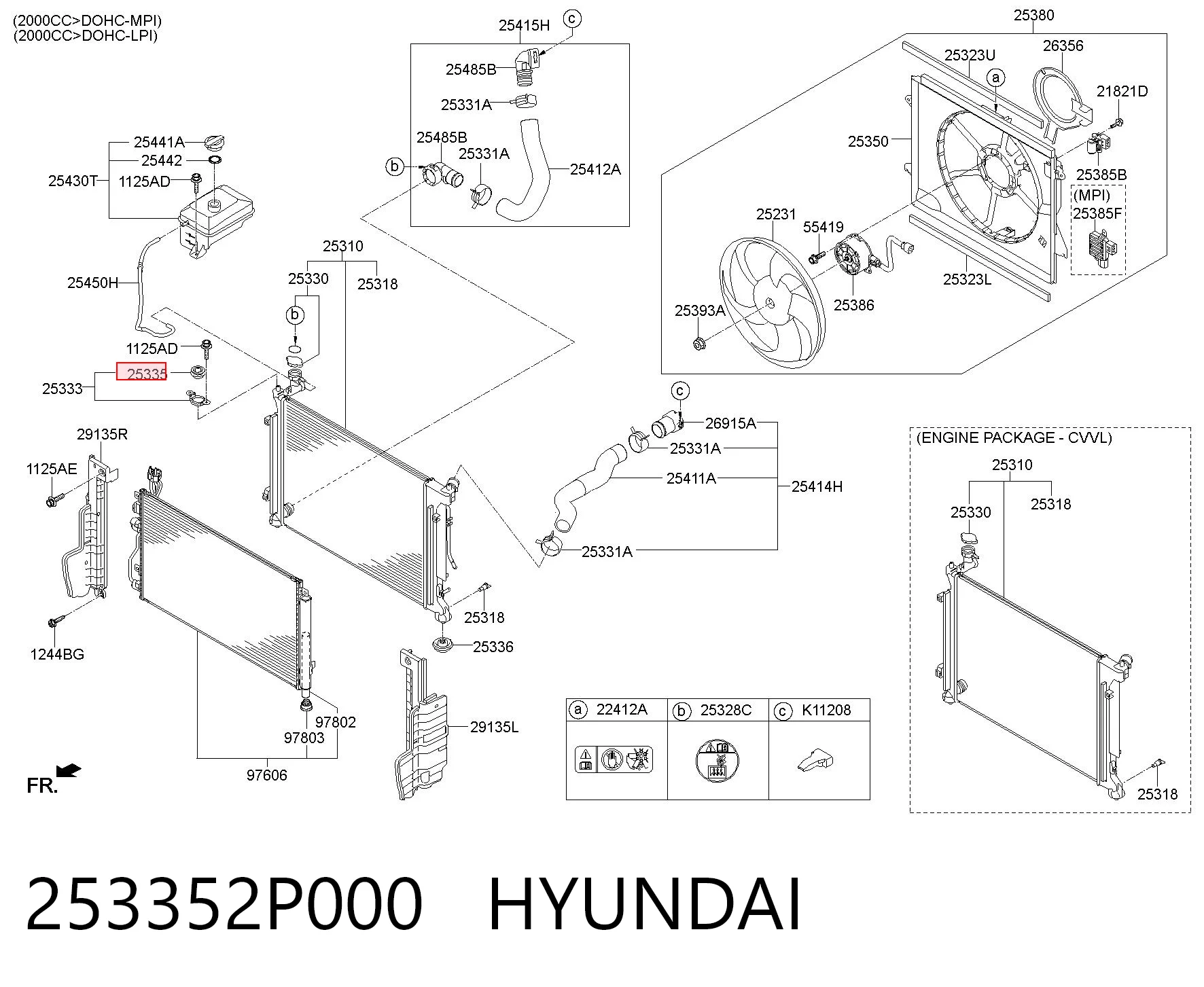 253352P000 Hyundai/Kia Подушка крепления радиатора верхняя