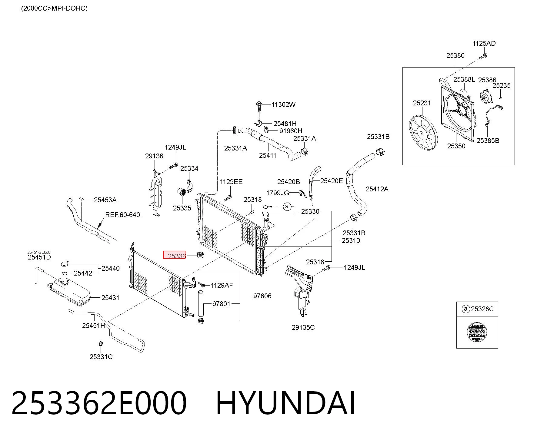 253362E000 Hyundai/Kia Кронштейн крепления радиатора, нижний