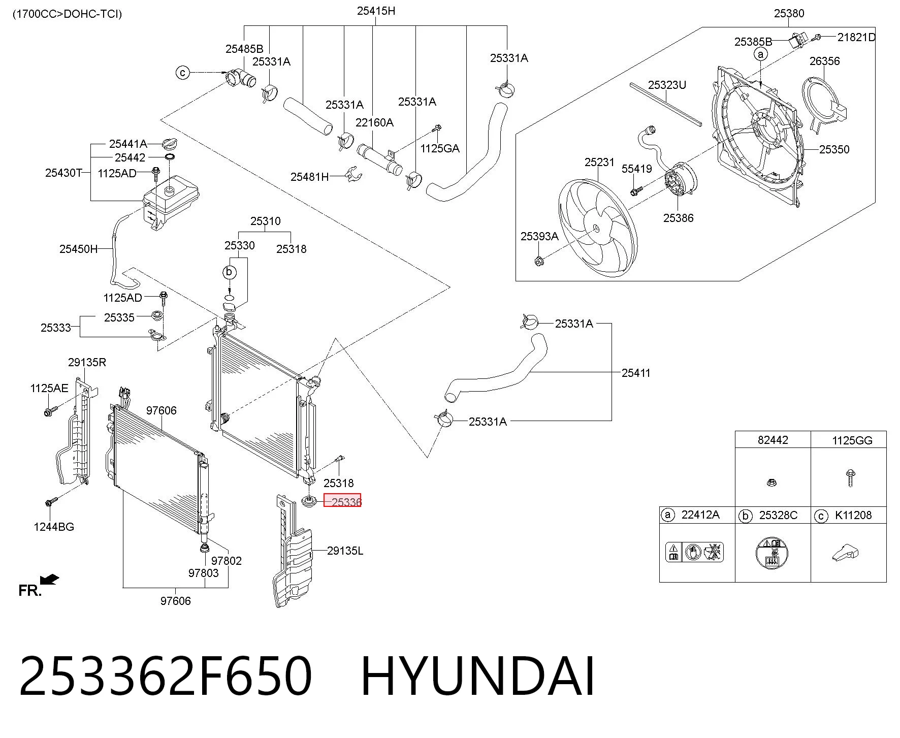 253362F650 Hyundai/Kia Подушка радиаотра нижняя