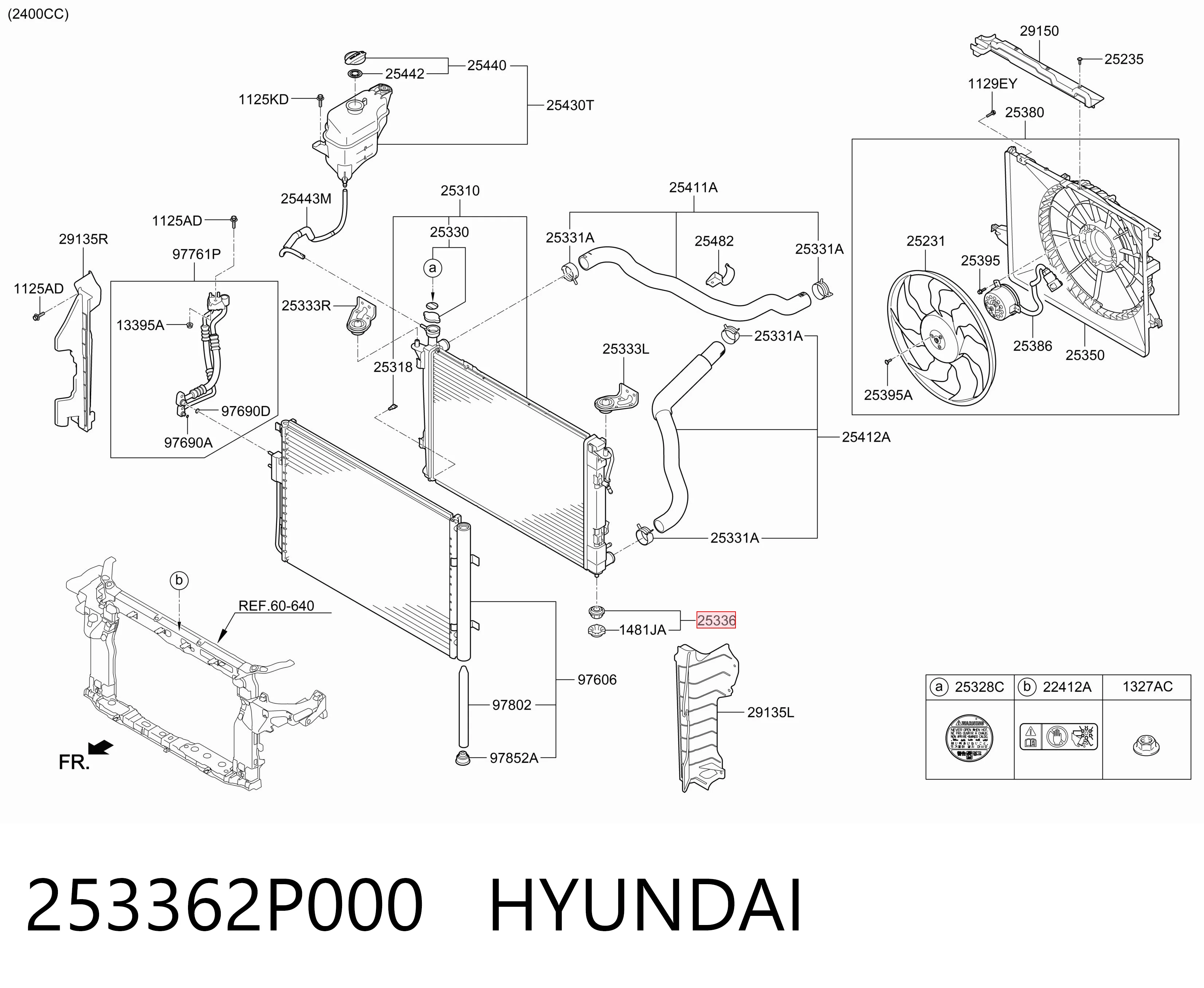 253362P000 Hyundai/Kia Подушка радиатора охлаждения, нижняя