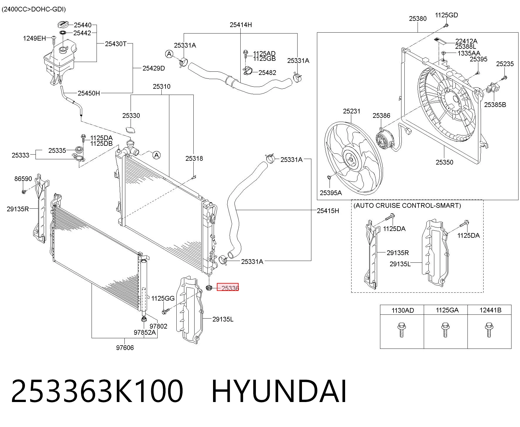 253363K100 Hyundai/Kia Подушка радиатора охлаждения, нижняя