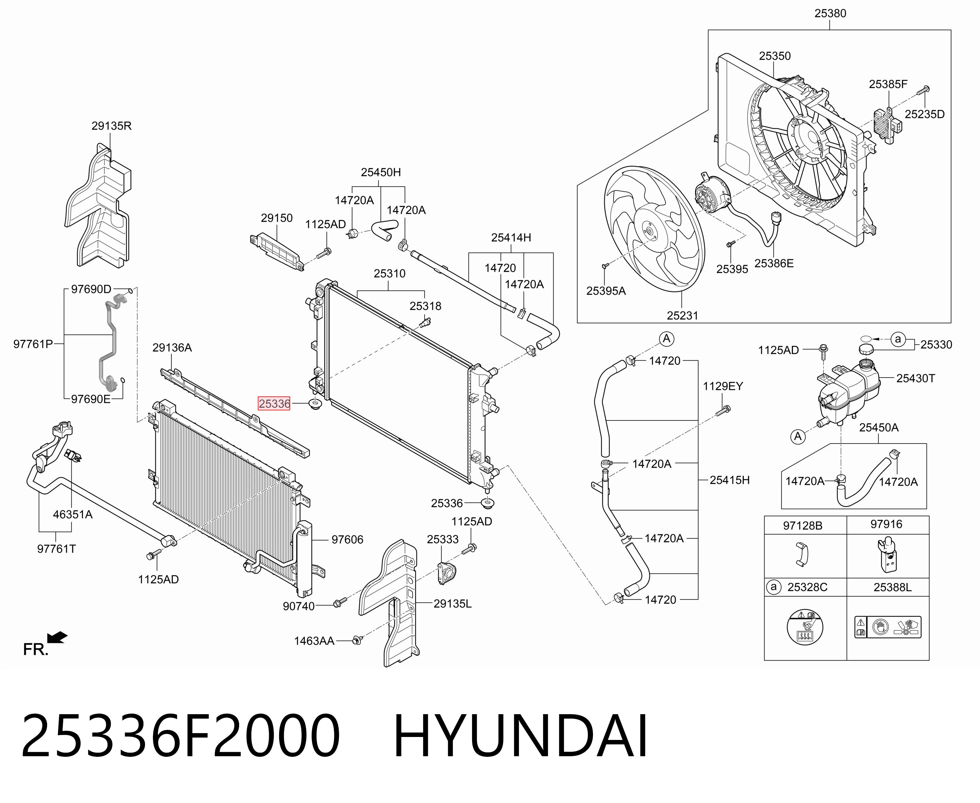 25336F2000 Hyundai/Kia Подушка радиатора охлаждения, нижняя