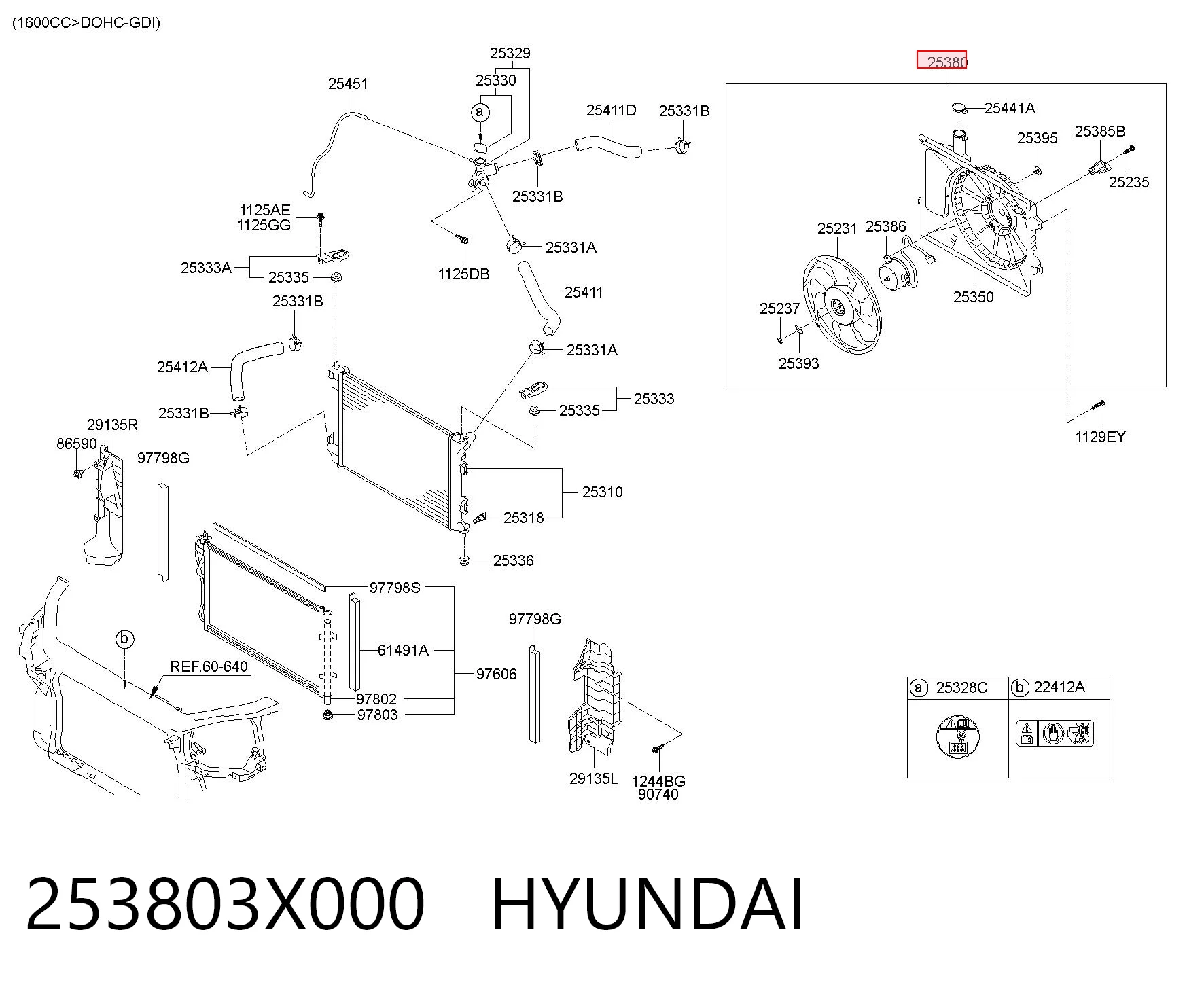 253803X000 Hyundai/Kia Диффузор радиатора охлаждения в сборе с мотором