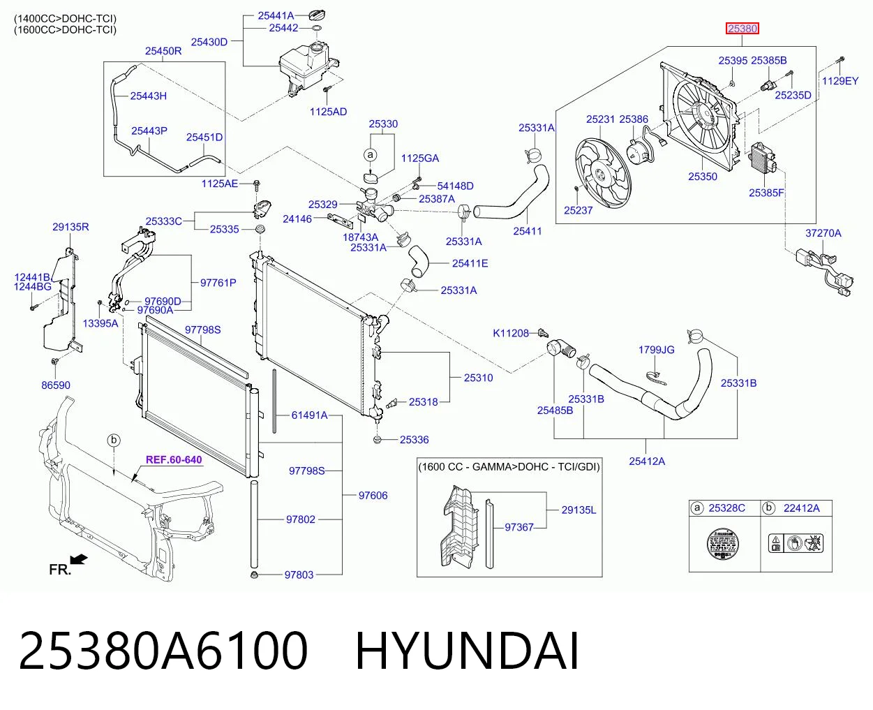 25380A6100 Hyundai/Kia Диффузор радиатора охлаждения в сборе с мотором