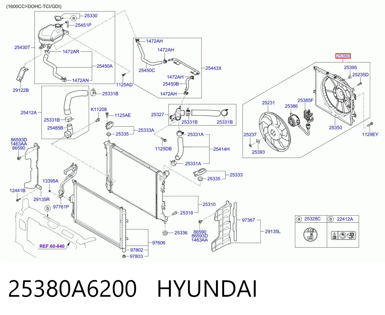 25380A6200 Hyundai/Kia Диффузор радиатора охлаждения в сборе с мотором