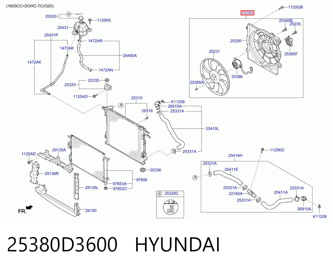 25380D3600 Hyundai/Kia Рамка вентилятора