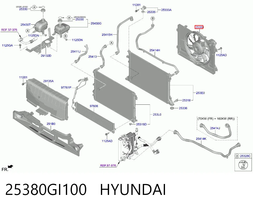 25380GI100 Hyundai/Kia Диффузор радиатора охлаждения в сборе с мотором