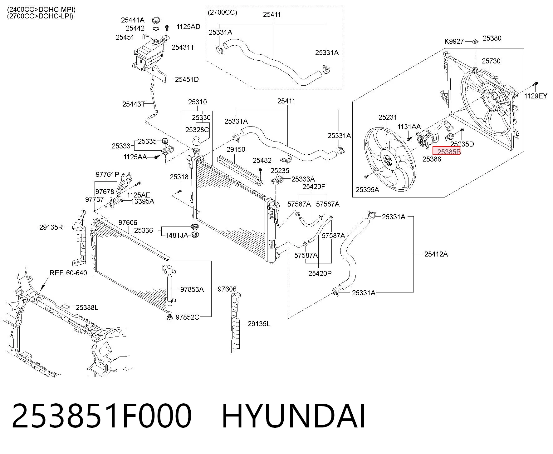 253851F000 Hyundai/Kia Регулятор оборотов вентилятора охлаждения (блок управления)