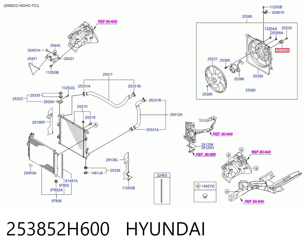 253852H600 Hyundai/Kia Регулятор оборотов вентилятора, блок управления