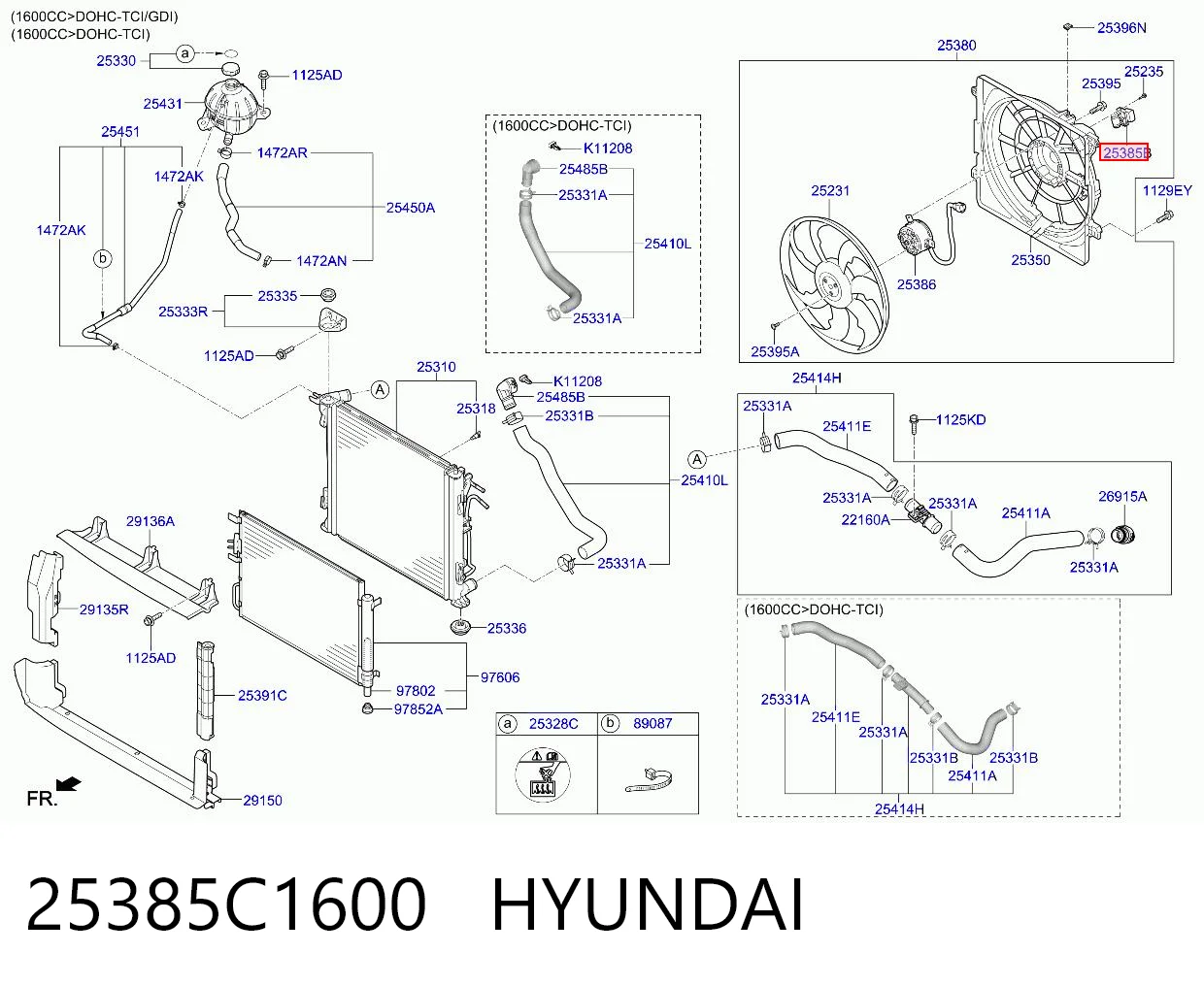 25385C1600 Hyundai/Kia Регулятор оборотов вентилятора охлаждения (блок управления)