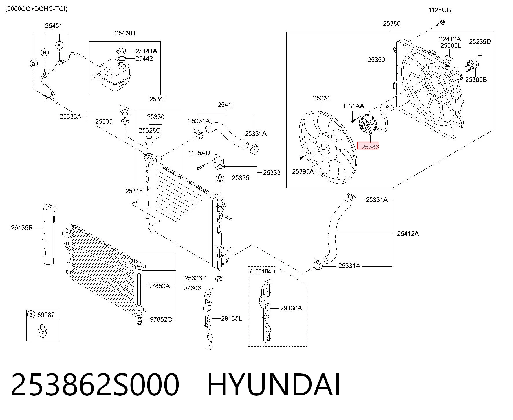 253862S000 Hyundai/Kia Электродвигатель вентилятора системы охлаждения