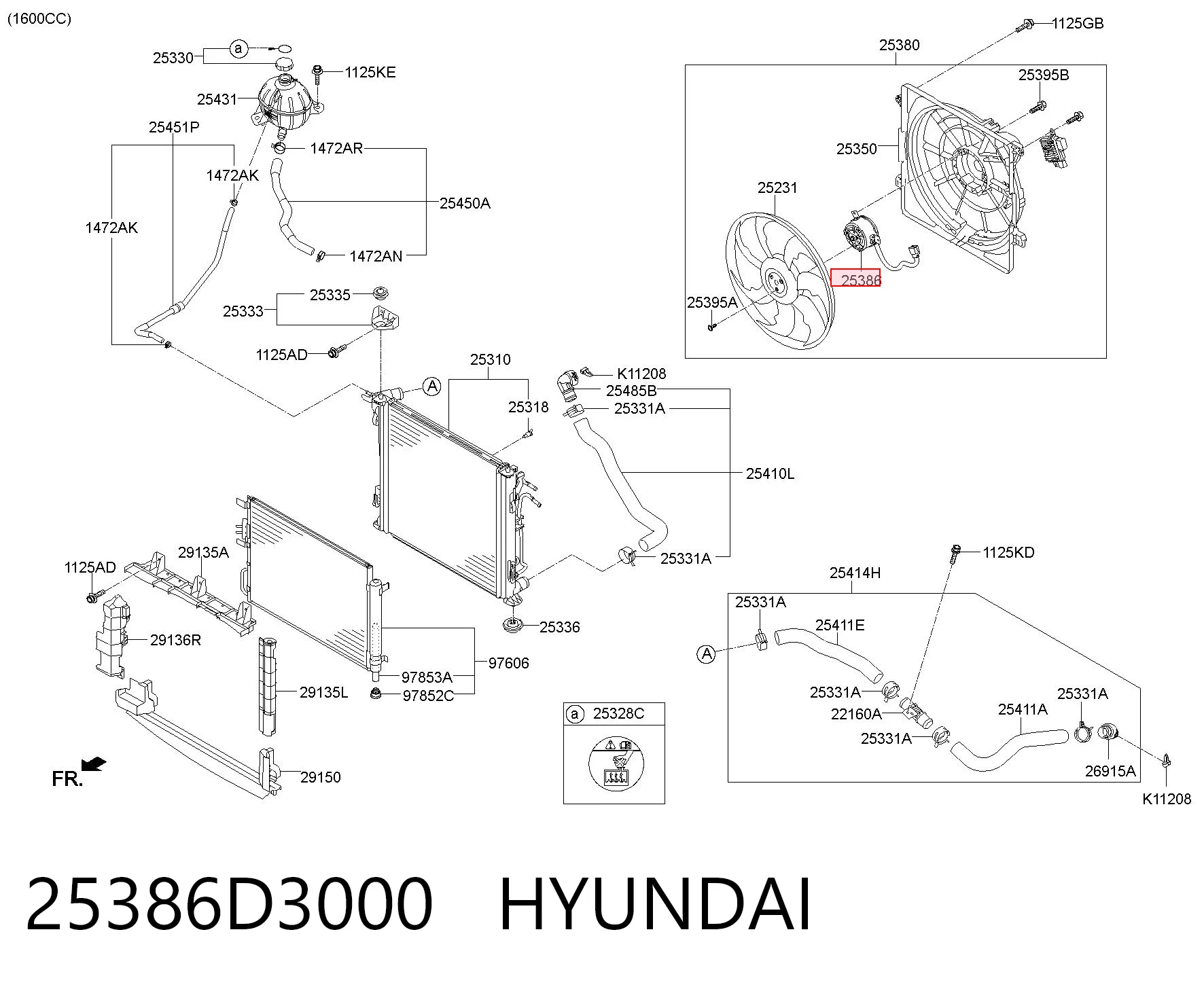 25386D3000 Hyundai/Kia Электродвигатель вентилятора системы охлаждения