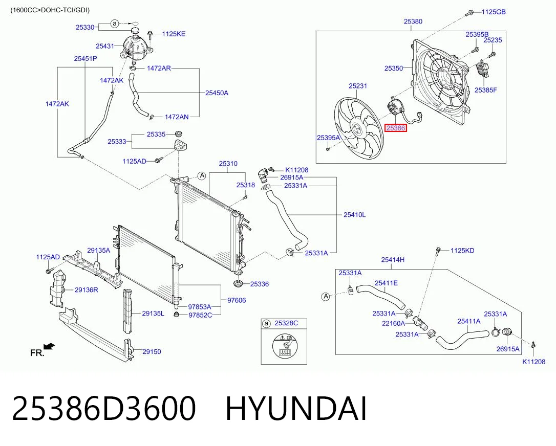25386D3600 Hyundai/Kia Электродвигатель вентилятора системы охлаждения