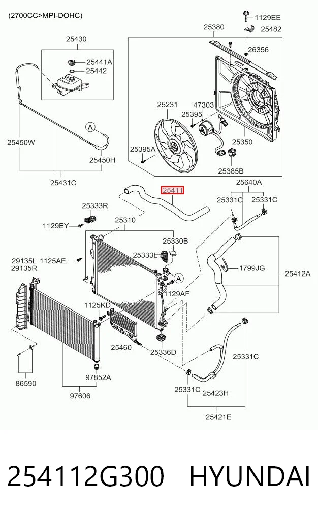 254112G300 Hyundai/Kia Шланг системы охлаждения
