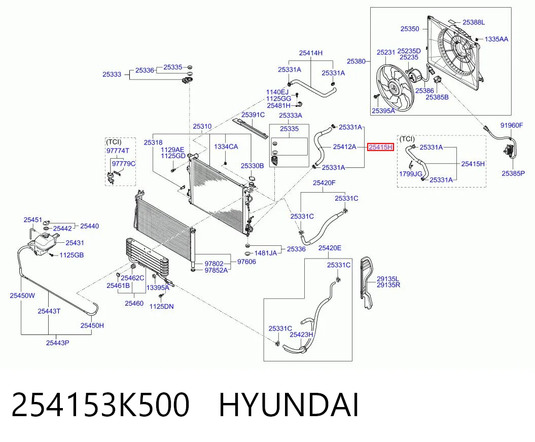 254153K500 Hyundai/Kia Патрубок радиатора охлаждения нижний