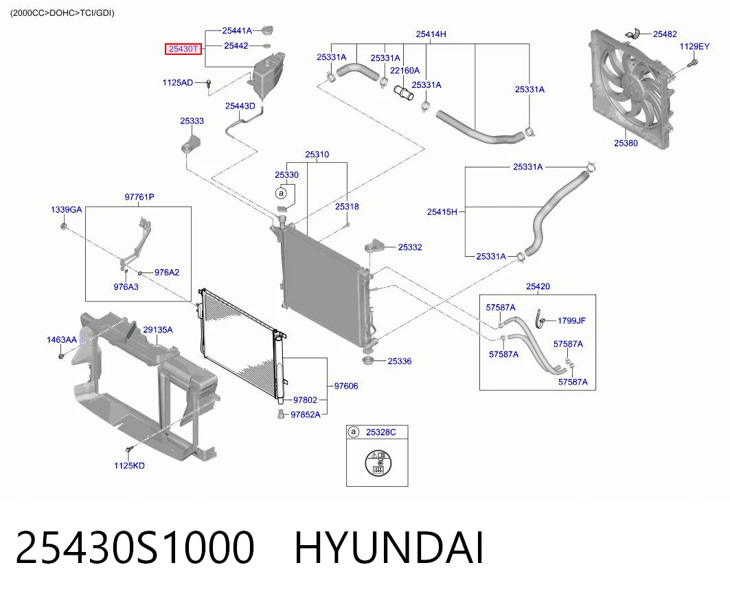 25430S1000 Hyundai/Kia Расширительный бачок охлаждения