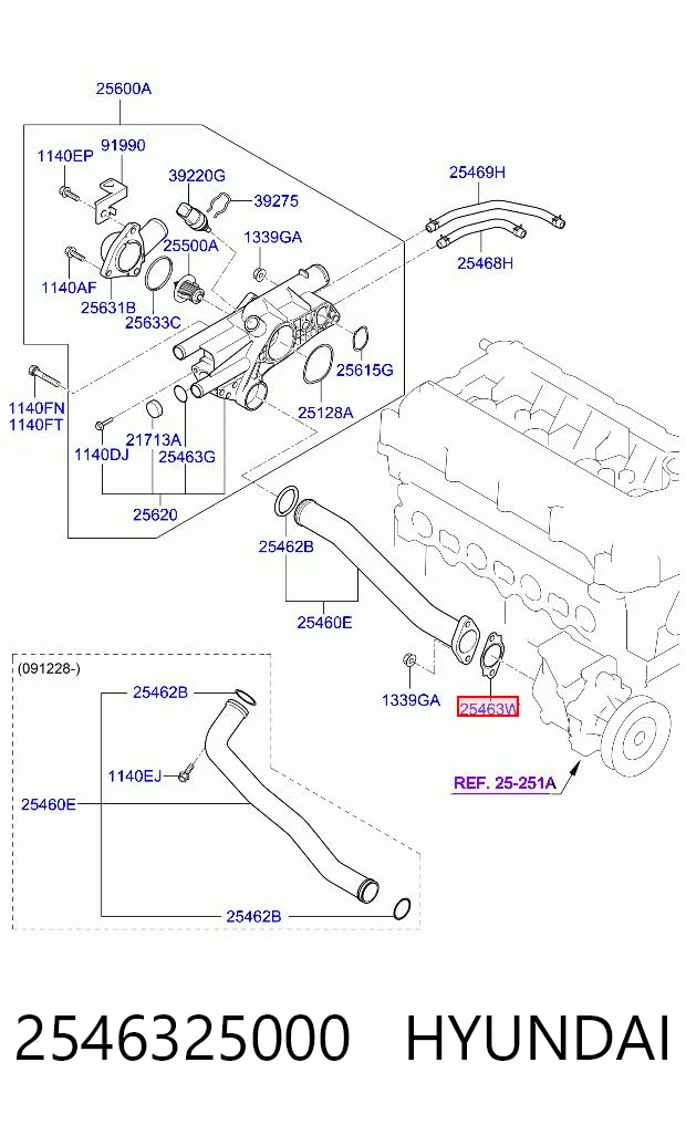 2546325000 Hyundai/Kia Прокладка водяного насоса