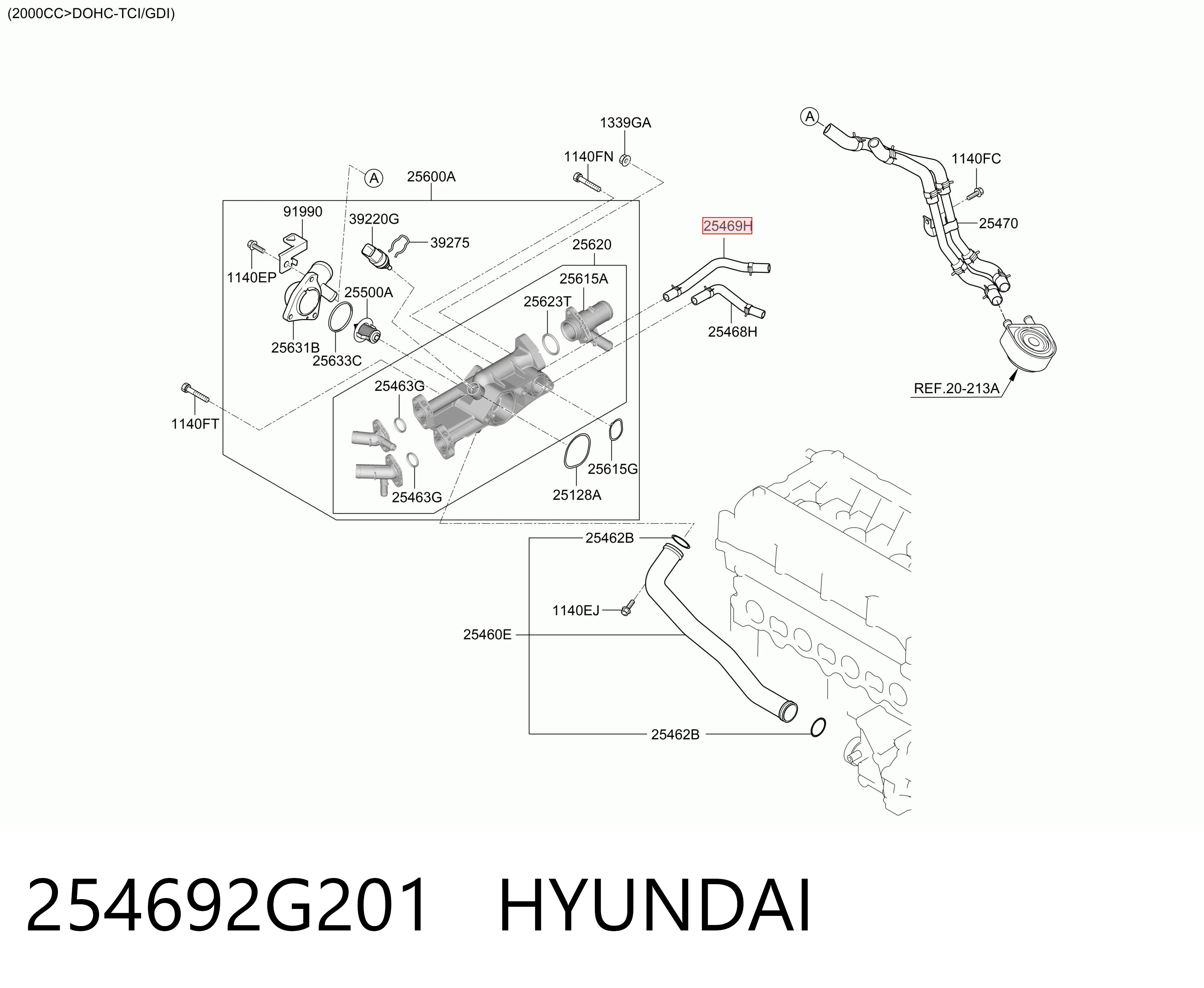 254692G201 Hyundai/Kia Шланг термостата