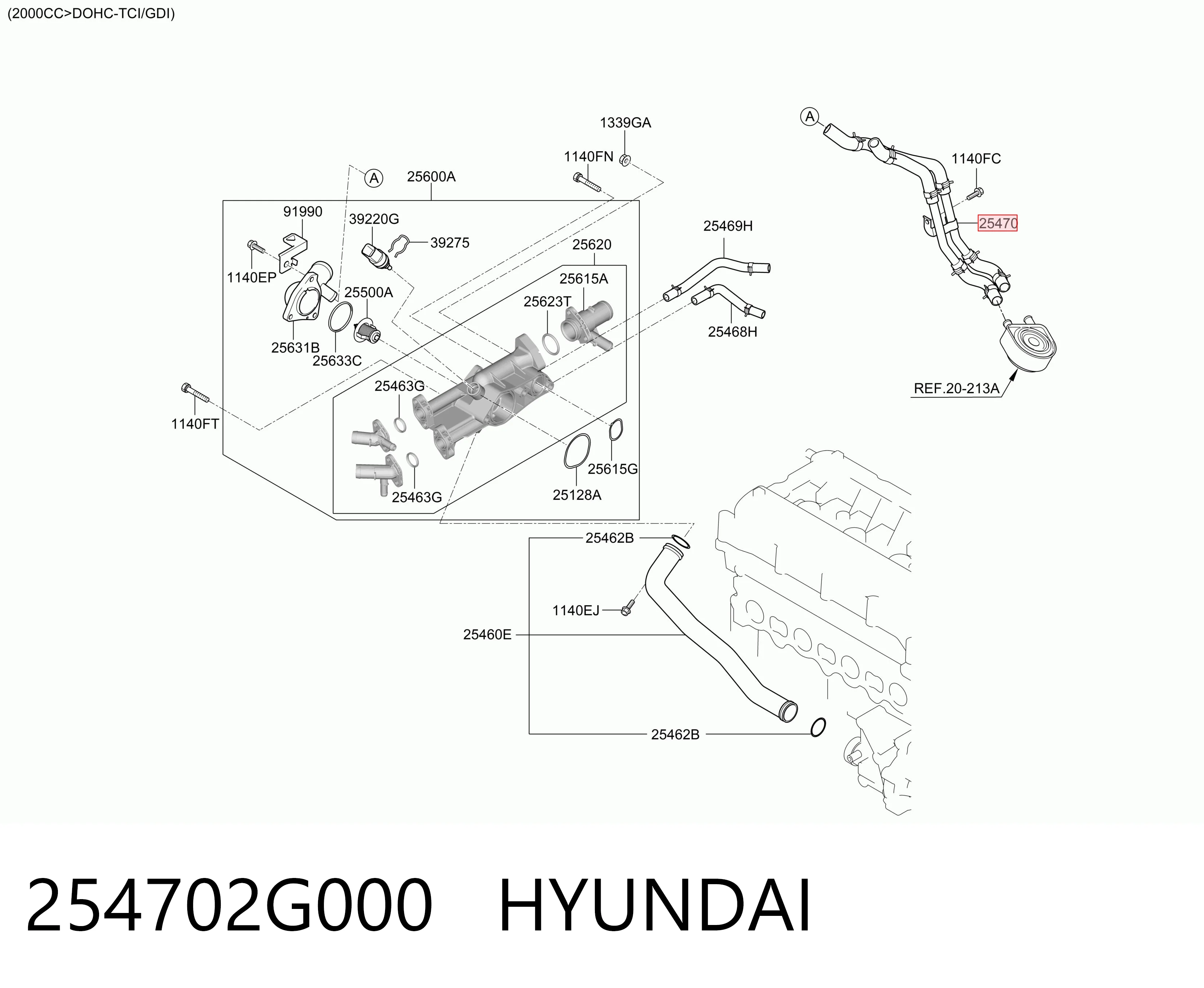 254702G000 Hyundai/Kia Шланг термостата