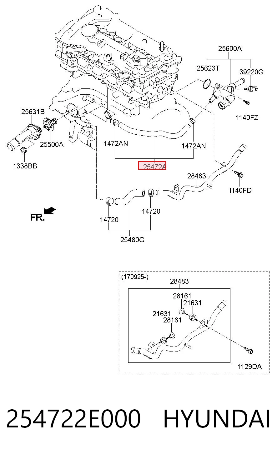 254722E000 Hyundai/Kia Шланг термостата