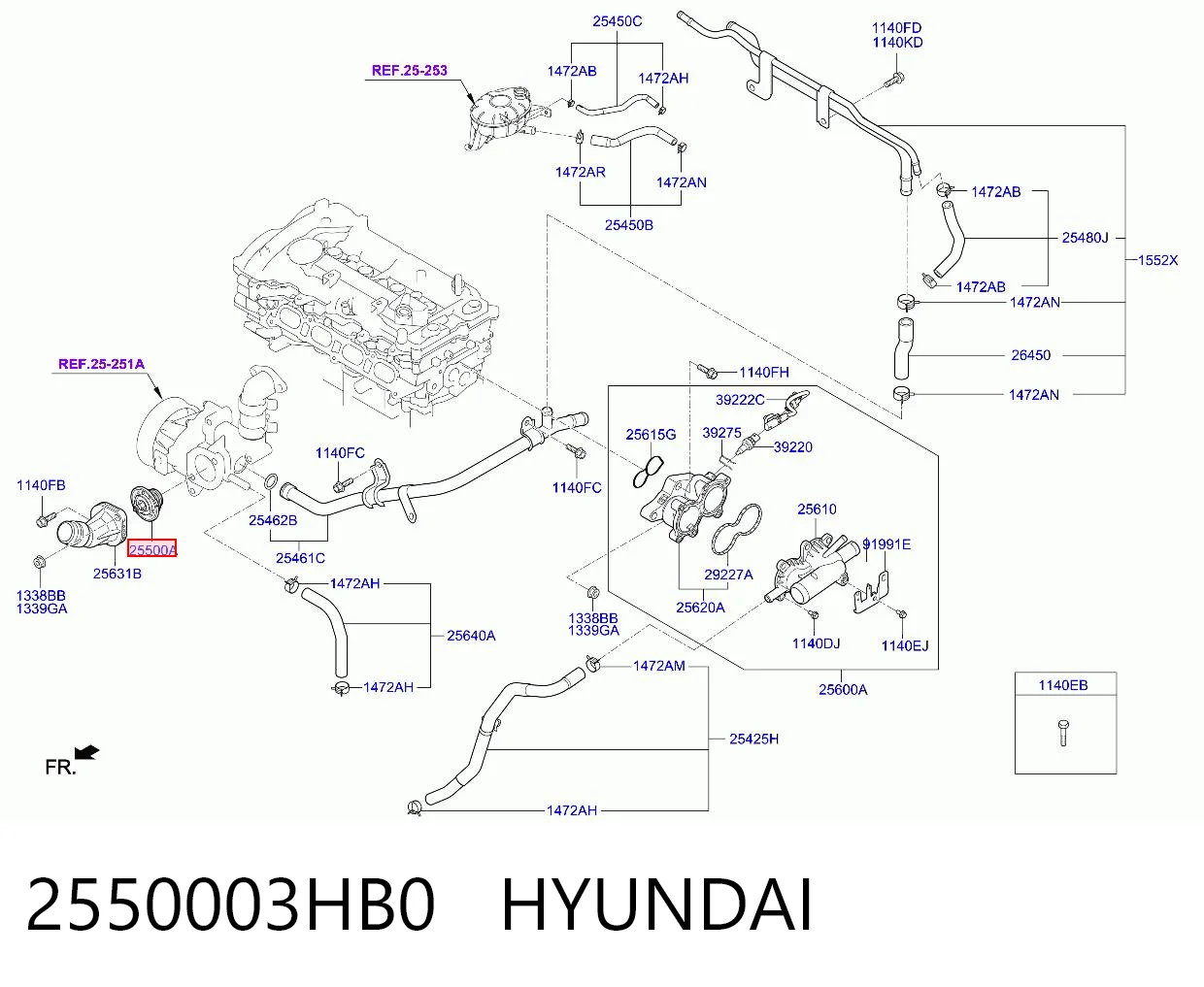 2550003HB0 Hyundai/Kia Авто термостат