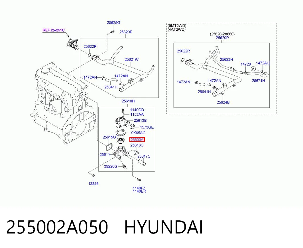 255002A050 Hyundai/Kia Авто термостат
