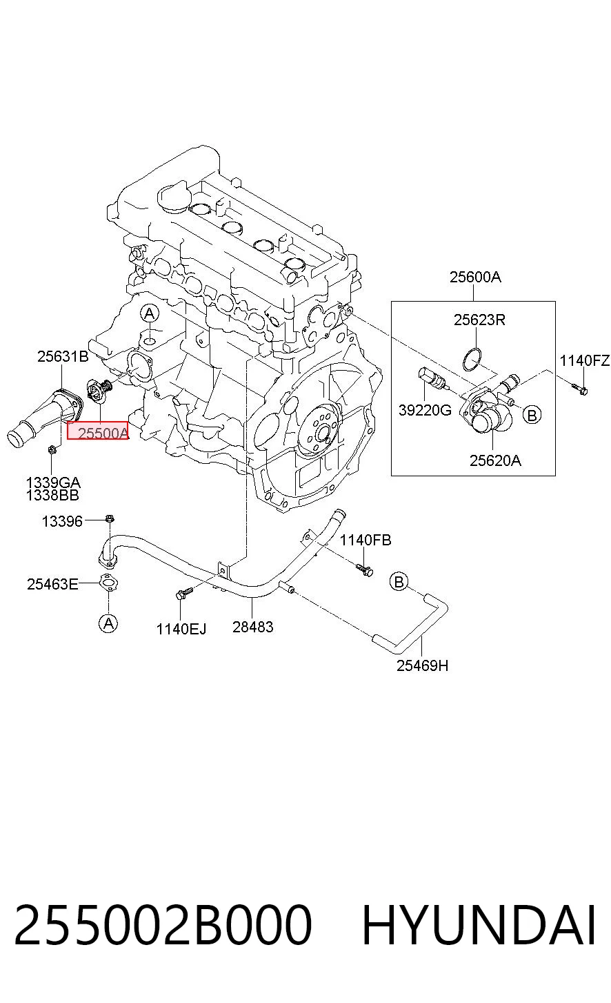 255002B000 Hyundai/Kia Авто термостат