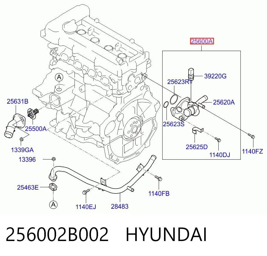 256002B002 Hyundai/Kia Корпус термостата в сборе