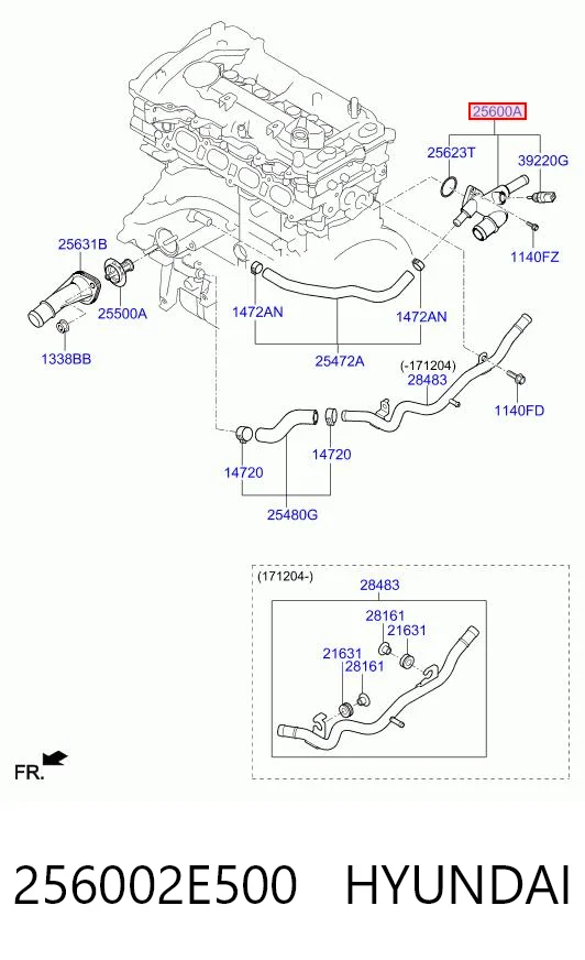 256002E500 Hyundai/Kia Корпус термостата в сборе