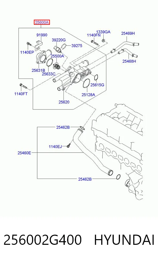256002G400 Hyundai/Kia Корпус термостата в сборе