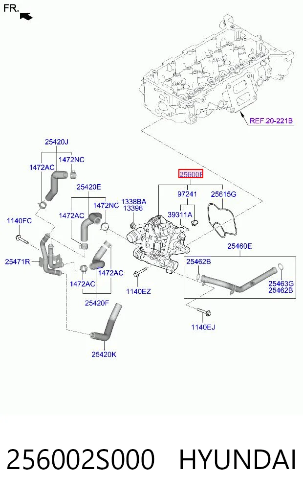 256002S000 Hyundai/Kia Корпус термостата в сборе