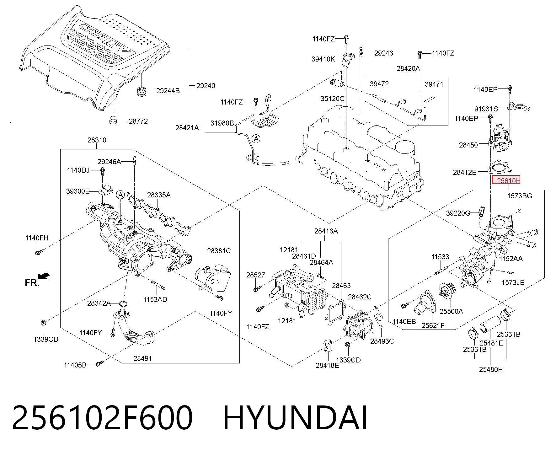 256102F600 Hyundai/Kia Корпус термостата в сборе